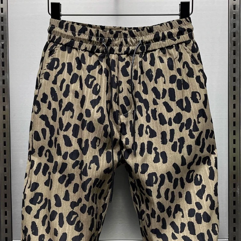 Leopard Print Loose Summer Men's Casual Pants Designer Big Size Streetwear Sale Aesthetic Classic Vintage Cheap Male Trousers