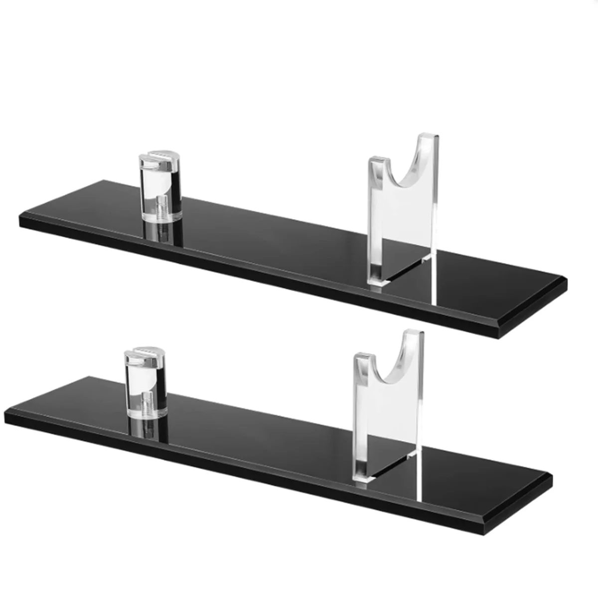 2Pcs Knife Display Stand Acrylic Knife Case Desktop Knife Display, Single Knife Holder for Home Decor (Black Base)