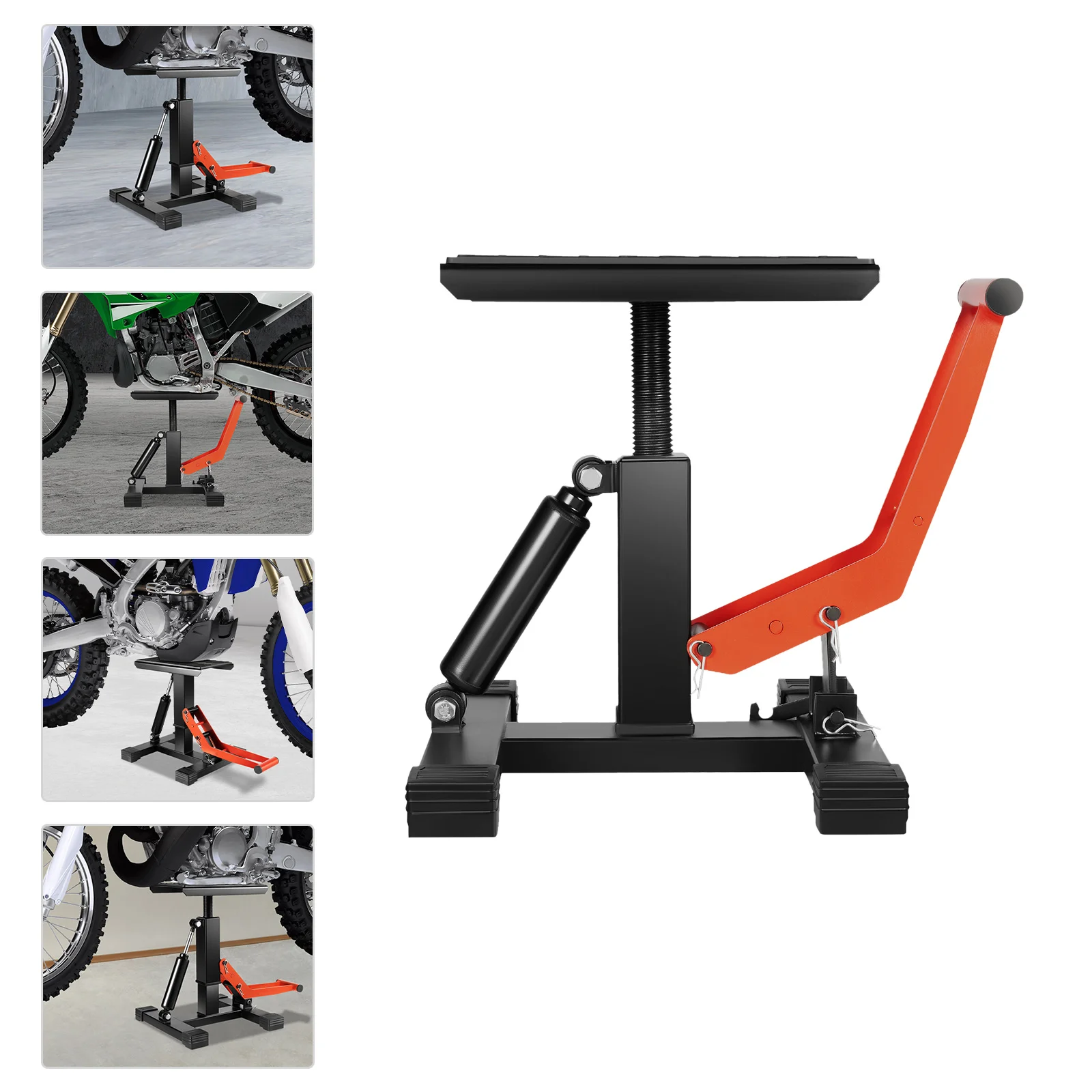 Motorrad-Hebeständer 440 lbs, Verstellbar 9,8-15,7 Zoll Stahl-Dirtbike-Ständer, H-Basis 11,8x12,2 Zoll für Werkstatt und Garage – Detail 1