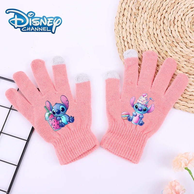 Stitch Angel Cute Gloves Girls Boys Disney Anime Screen Gloved Kids Winter Warm Fashion Accessories Children Birthday Xmas Gift