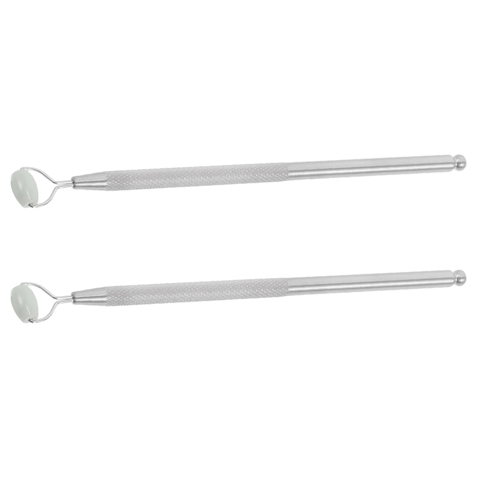 Masajeador de ojos de piedra de Jade para mujer, Corrector de nariz, rodillo Facial refrescante, herramienta de cuidado de la piel, palo de belleza portátil, 2 uds.