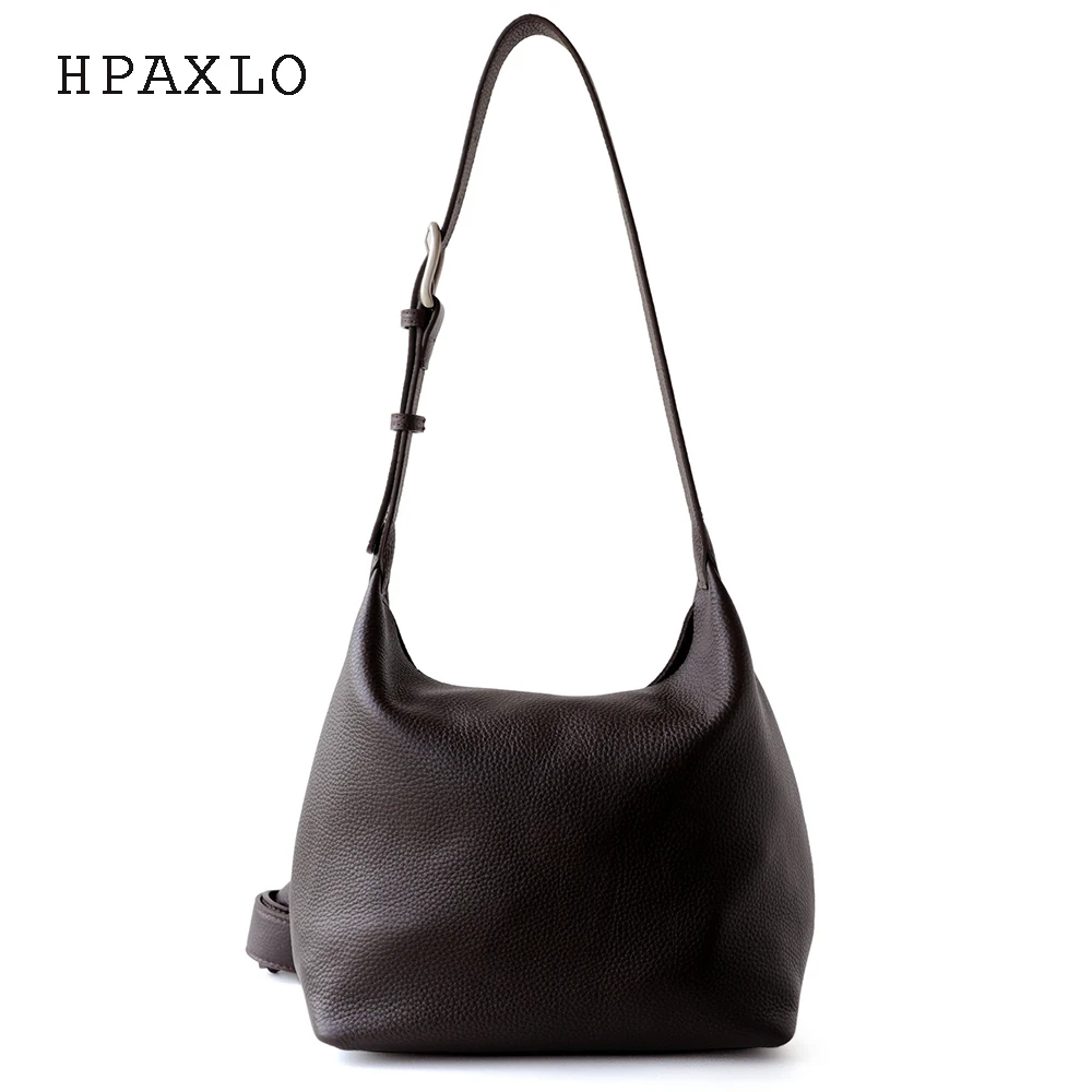 

Сумка для подмышек первого слоя из воловьей кожи, новый нишевый дизайн, расслабляющая сумка-ведро в минималистском стиле, модная сумка через плечо на одно плечо