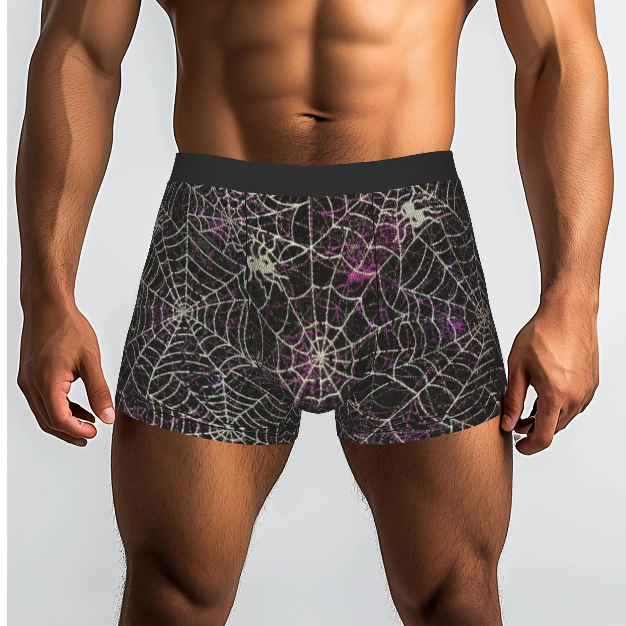 Dark Halloween Spider Web Print  Underpants Breathbale Panties Men's Underwear Ventilate Shorts Boxer Briefs