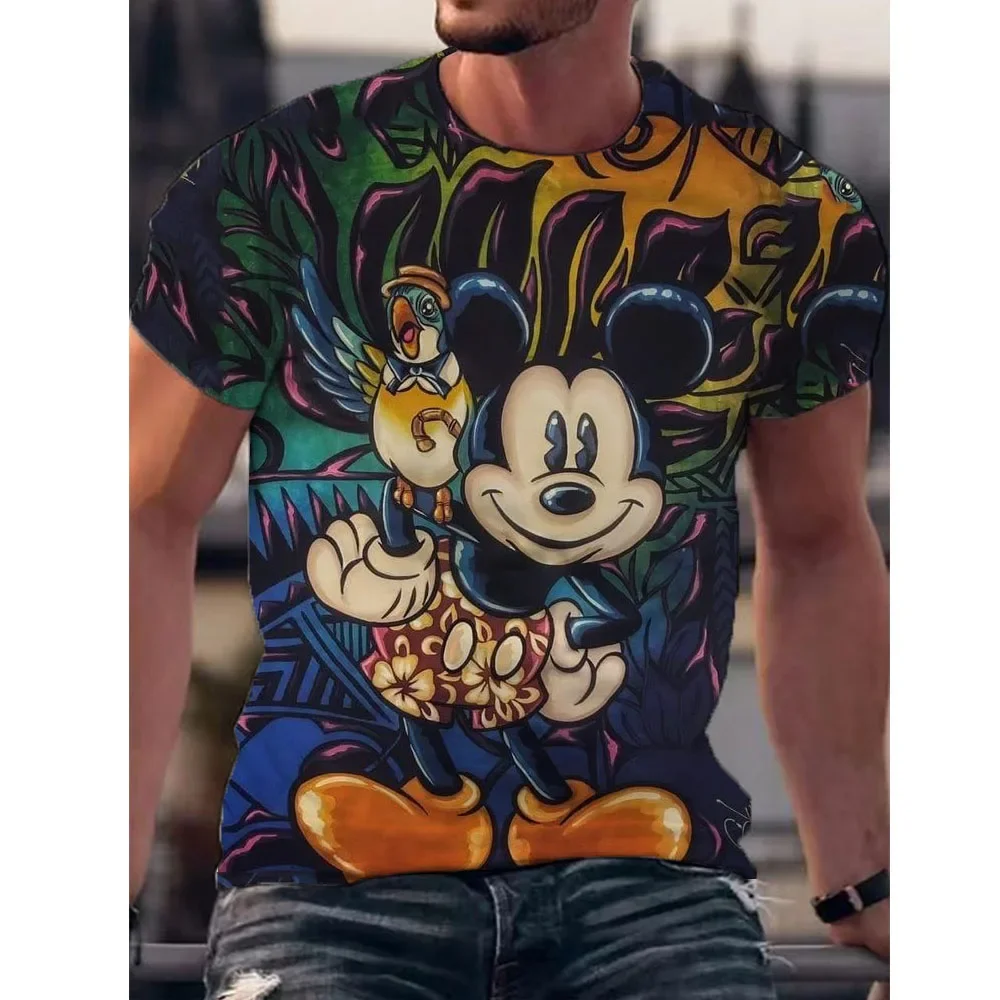 

Disney Mickey Mouse Printing Men's T-shirt Oversized Casual Comfortable Loose Short-sleeved Summer Sportswear Men's Clothing
