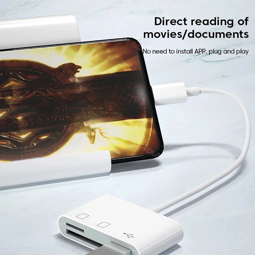 Pembaca Multifungsi 3 In 1 TF CF Kartu Memori SD Adaptor Kartu Sim USB C TypeC Konverter OTG untuk MacBook Laptop Samsung Xiaomi