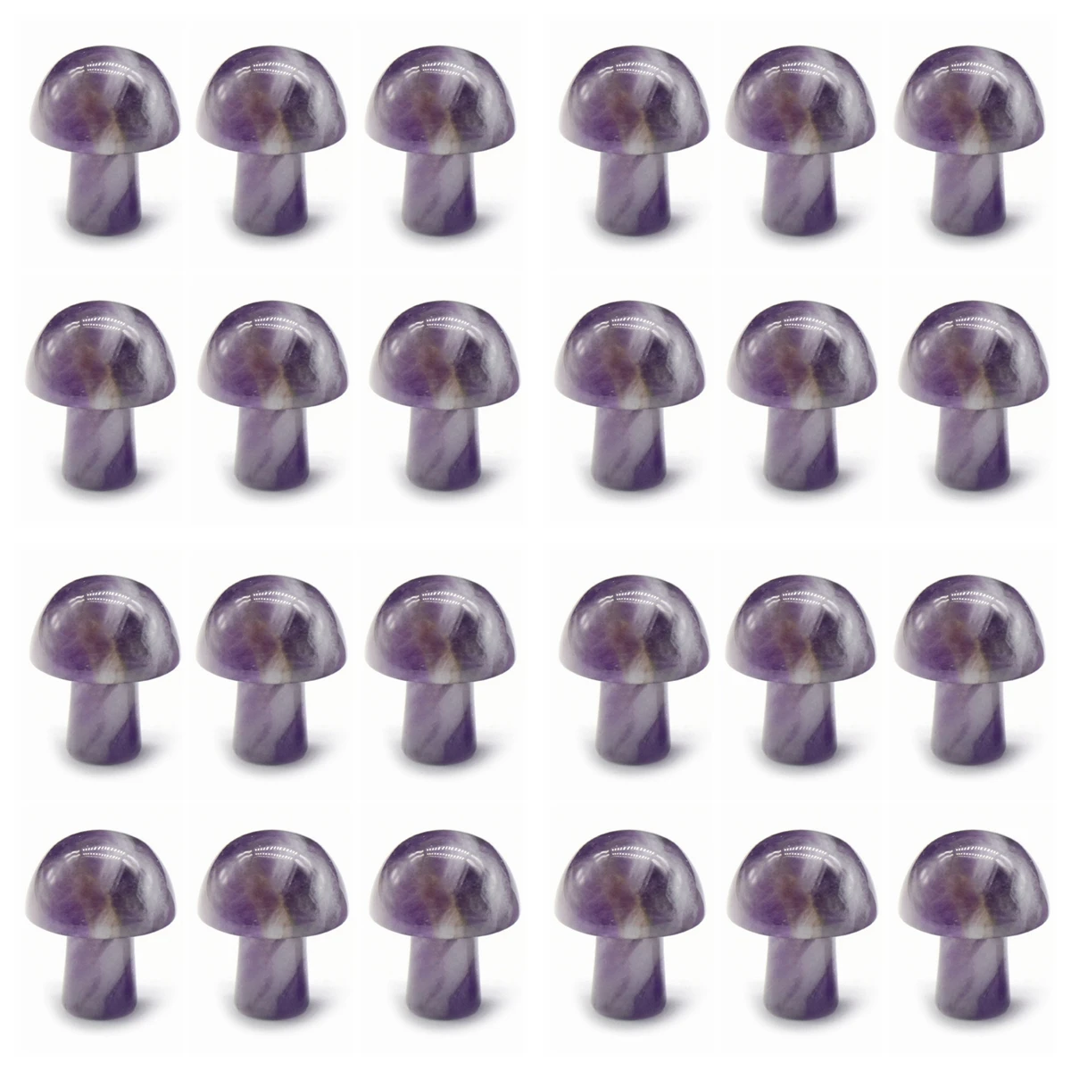 

24PCS Amethyst Mushroom Sculpture Decor 20MM Mini Crystal for DIY Meditation Balancing Home Flower Pot Decoration