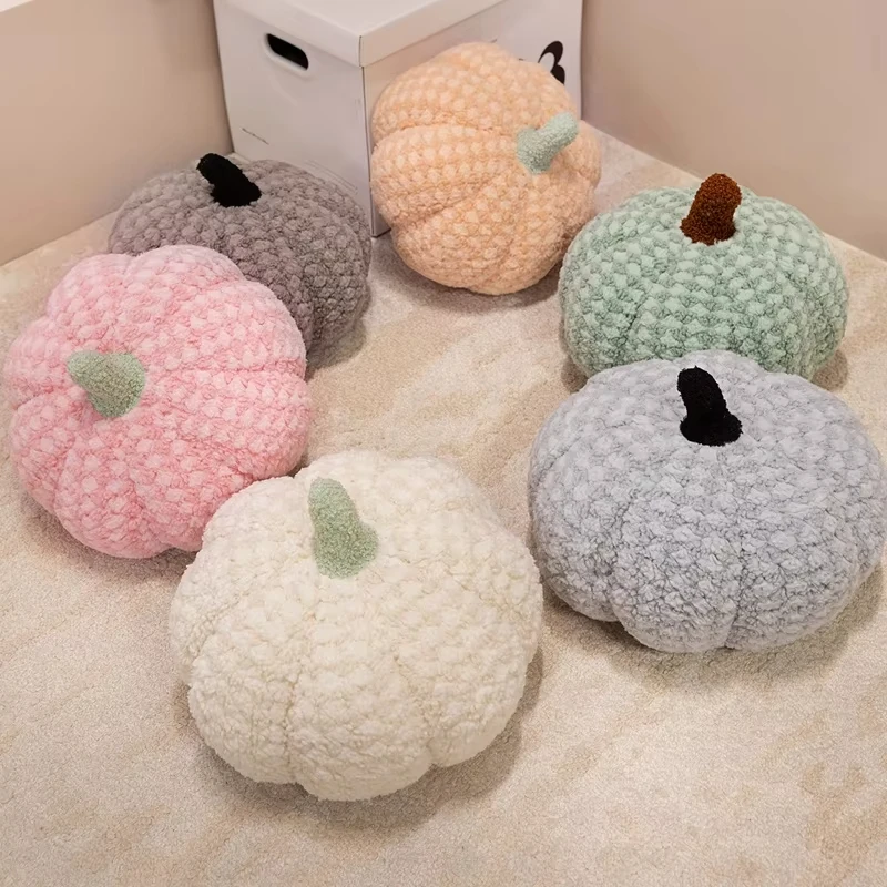 Cute Colorful Plaid Pumpkin Plush Throw Pillow Cushion for Sofa Bedroom Living Room Home Decor Gift Idea