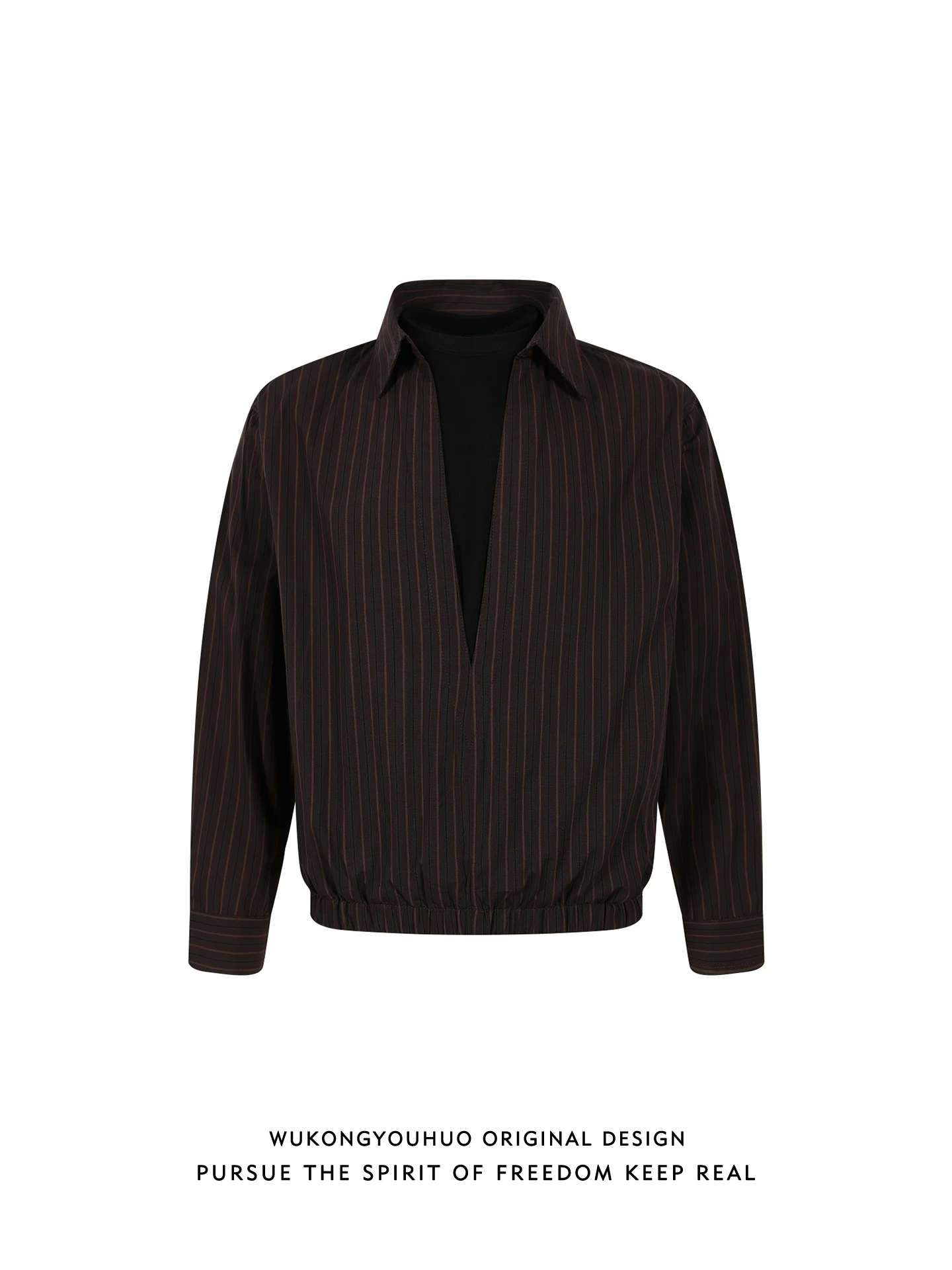 

Мужская свободная рубашка с V-образным вырезом и длинными рукавами в полоску, повседневная, весенняя, в американском стиле, для пар, удобная, износостойкая.