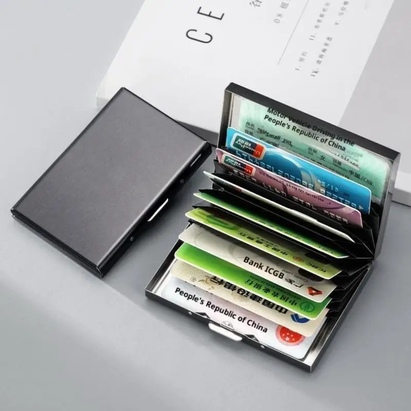 Business Card Holder RFID Credit Card Holder Stainless Steel ID Card Case Slim Metal Wallet for Men Daily Work Travel Commute