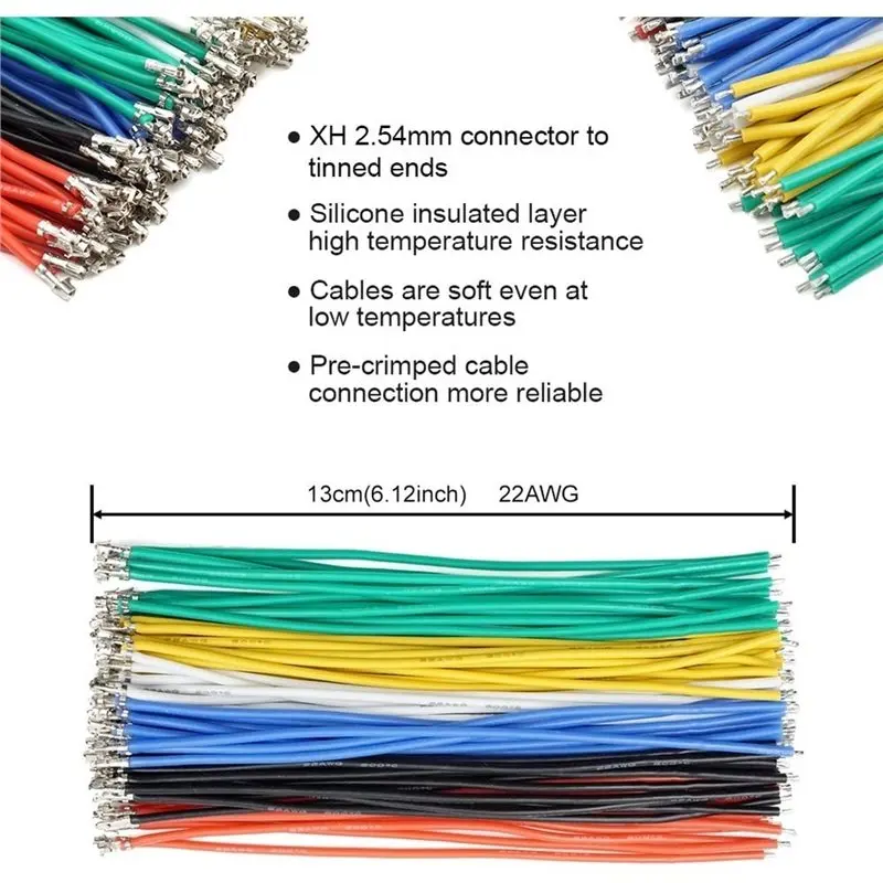 ABMH-JST-XH 2.54Mm Connector Socket Kit With Pre-Crimped 2.54Mm Male And Female Cable Wire 2-7 Pin Housing JST Connector