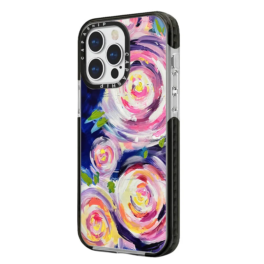 Abstract Oil Painting Flower Case For iPhone 15 14 13 12 11 Pro X XS XR Max 7 8 Plus SE 2020 2022 Soft TPU Shockproof Back Cover