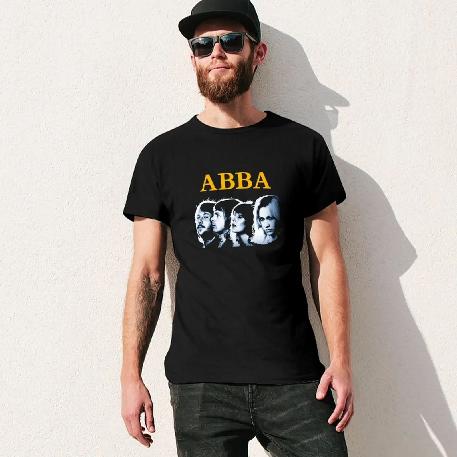 ABBAs VINTAGE T-shirt sports fans boys whites korean fashion t shirts for men