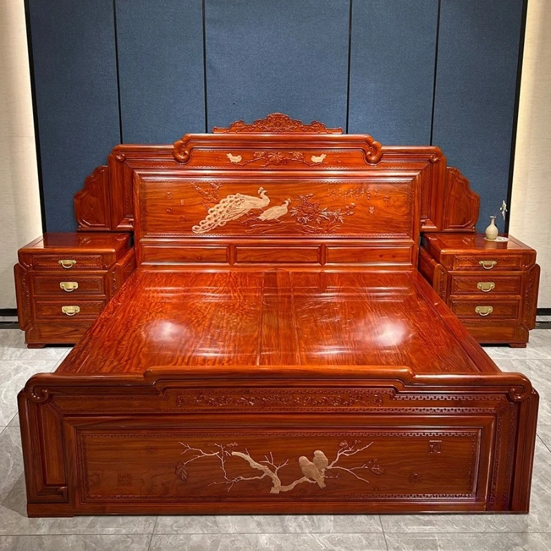 Rosewood double bed Chinese bedroom furniture 1.8 meters solid wood bed