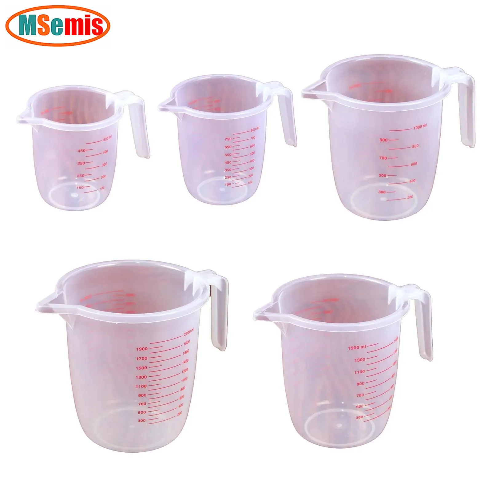 

PP Plastic Measuring Cup Thick Graduated Liquid And Dry Container Measuring with Handle And Spout for Laboratory Baking