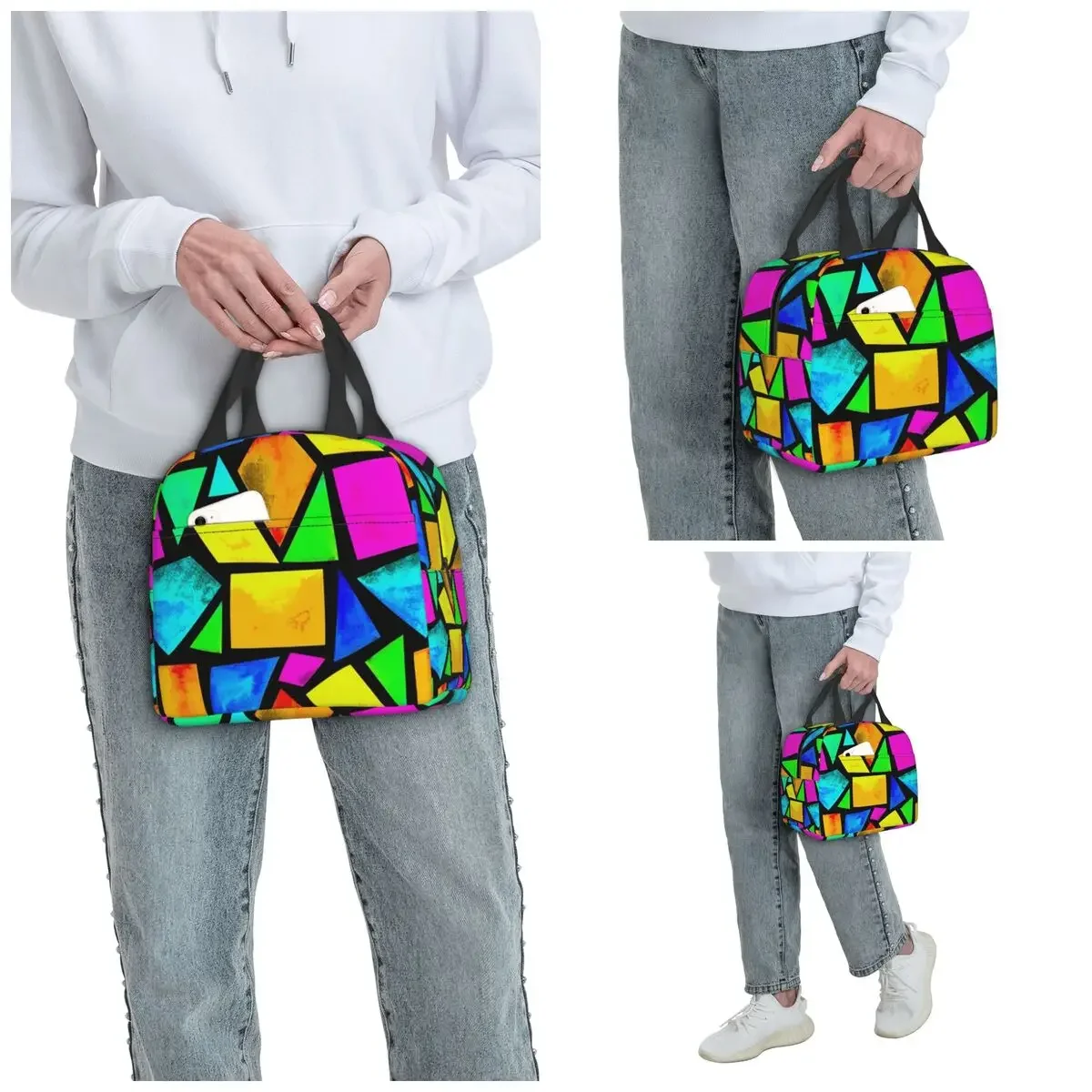 Abstract Stained Glass Tree Insulated Lunch Bag for Kids School Cooler Thermal Food Box Tote Portable Lunch Boxes Container
