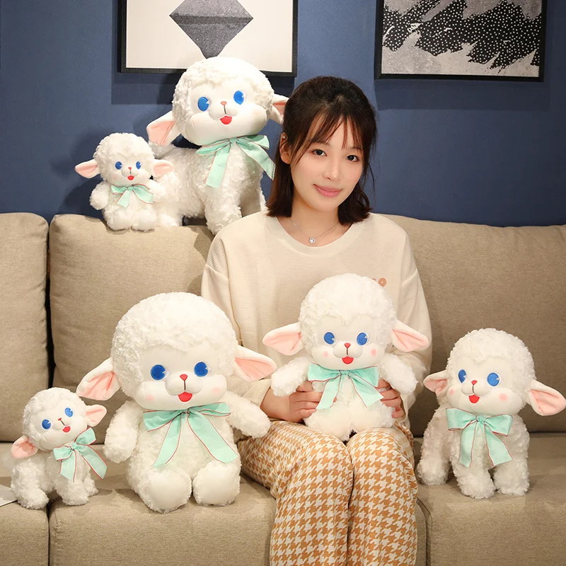 

20~40cm White Lamb Sheep Doll Plush Toy Stuffed Sitting Standing Grassland Animal Plushie Peluche Birthday Gift