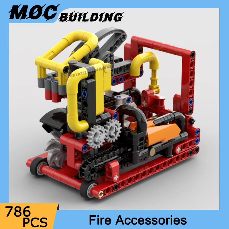 Moc Simulation City Fire Engine Truck Model Building Blocks Firefighting Accessories Kit Motor Machine Technology Brick Toy Gift