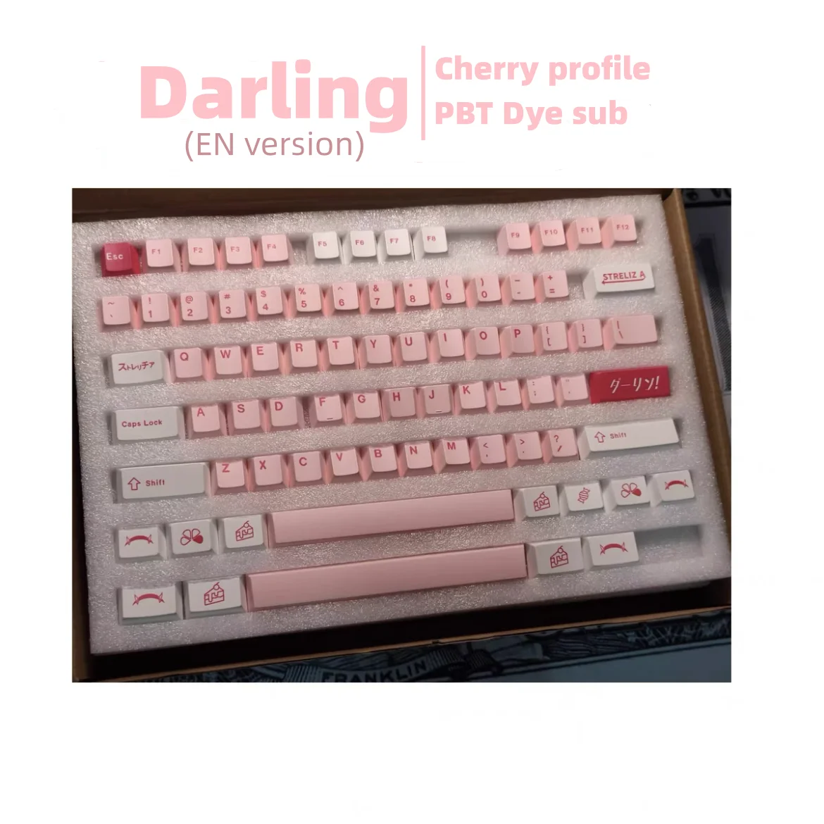 Imagem -02 - Japonês Cherry Perfil Keycap Pbt Sublimação Dye Gmk Azul Escuro Branco Interruptor mx Teclado Mecânico