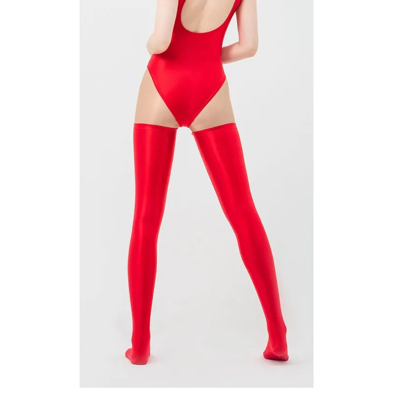 

Customized Sexy Glossy Multi Colored Elastic Glossy Tight Fitting Sexy Long Tube Socks with High Pole Elasticity Gymnastics Suit