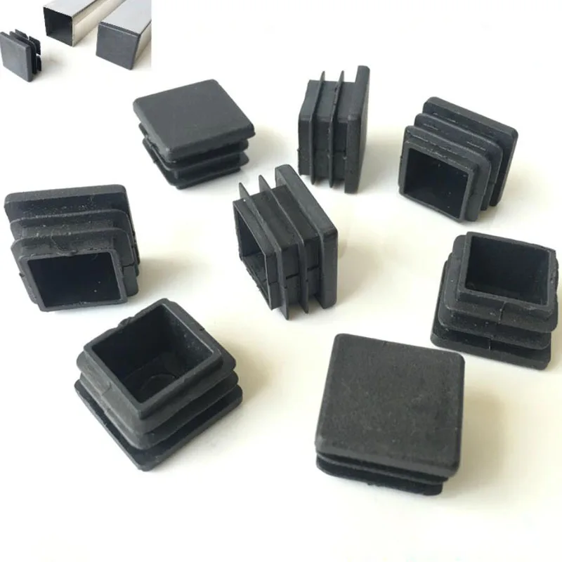 20Pcs Black Plastic Blanking End Caps Square Pipe Tube Cap Insert Plugs Bung For Furniture Tables Chairs Foot Pads Protector