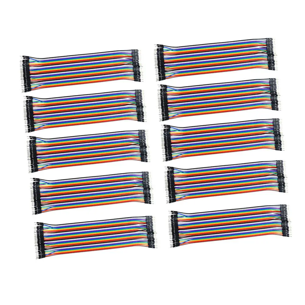 10Pcs Wire Set 40-Pin 320Cm Rainbow Ribbon Cable for Breadboard Jumper Wires Male to Male 2.54mm Spacing