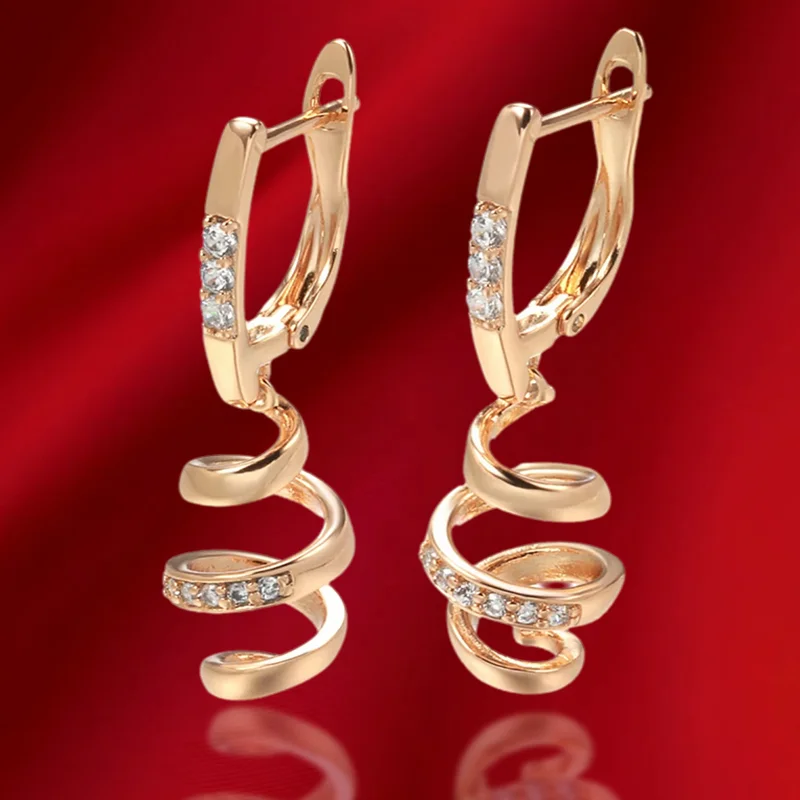 Wbmqda Einfache Geometrische 585 Rose Gold Farbe Lange Tropfen Ohrringe Für Frauen Mode Dubai Schmuck Zubehör