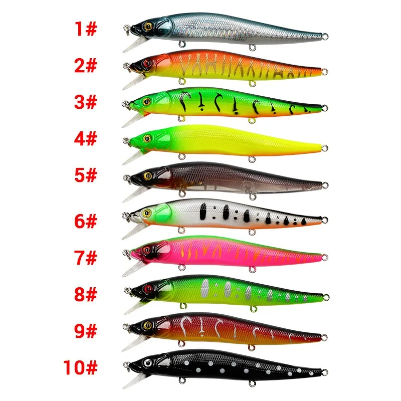 10 adet Balıkçılık Cazibesi 11.5 cm/14g Minnow Crankbait Wobblers 3D Gözler Levrek Yapay Yem Pike Sazan Yem Yüzmek Yem Balıkçılık Pesca