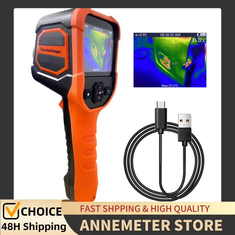 

Rechargeable Thermal Imaging Camera, 206x156 IR Resolution, Handheld Infrared Detector, 2 Measuring Modes, 3.5" LCD for HVAC