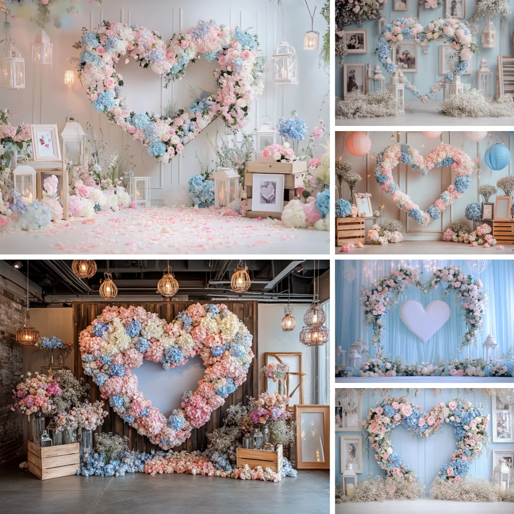 

Flower Wall Photo Background Valentine's Day Photography Backdrop Cloth Pink Wreath Rose Decoration Portrait Photo Studio Props