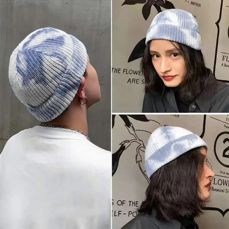 للجنسين الشتاء الدافئة مضلع متماسكة قبعة قبعة التدرج التعادل صبغ الهيب هوب الجمجمة قبعة