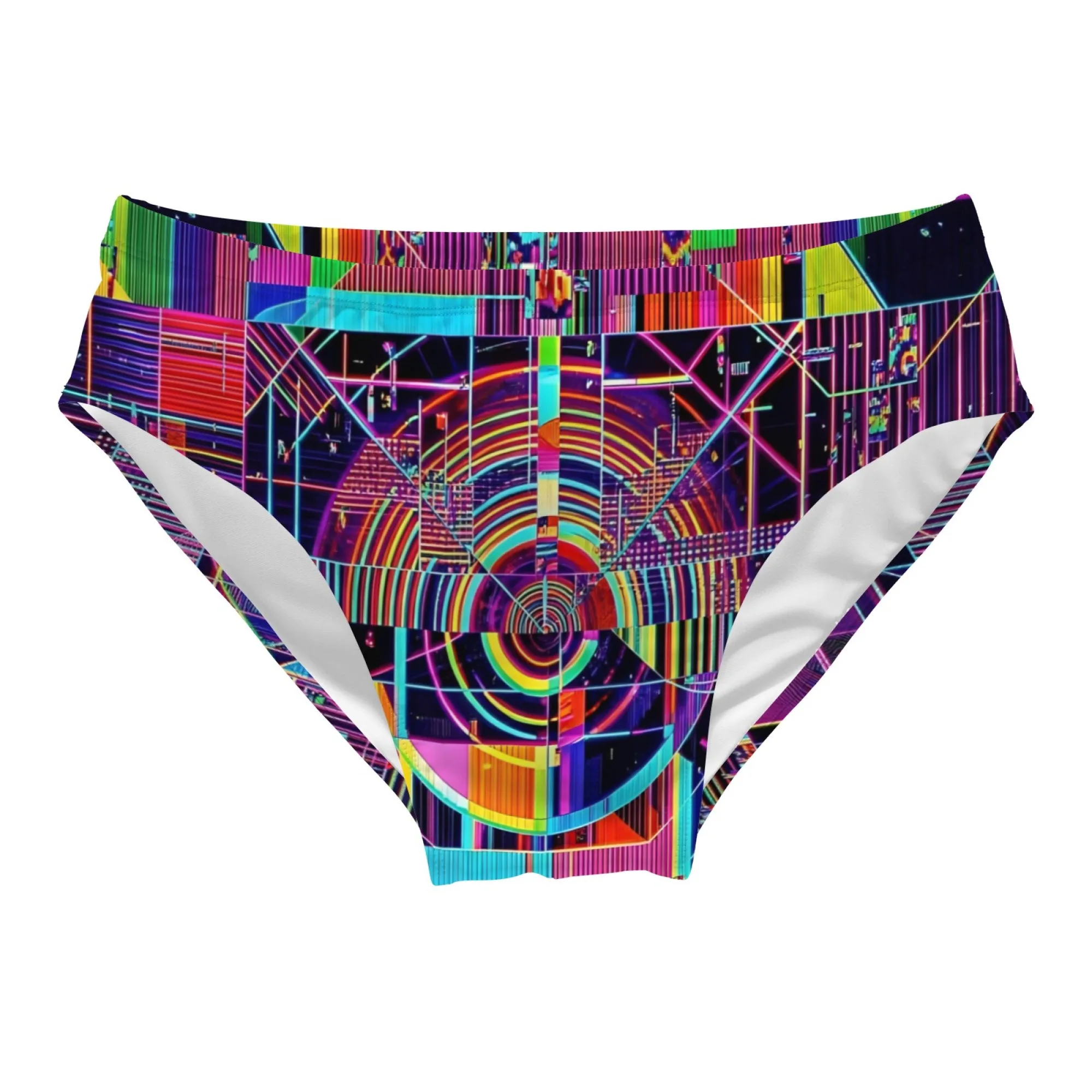 Cyber Geometric Swim Trunks Slim Fit Durable Drawstring Men's Triangle Swim Trunks Water Parks Island Sunbathing Vacations Gift