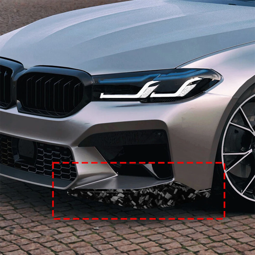 For BMW M5 F90 LCI 2021-2024 Car Accessories Modification Forged Carbon Fiber Front Bumper Spoiler Air Knife Panel Cover Sticker