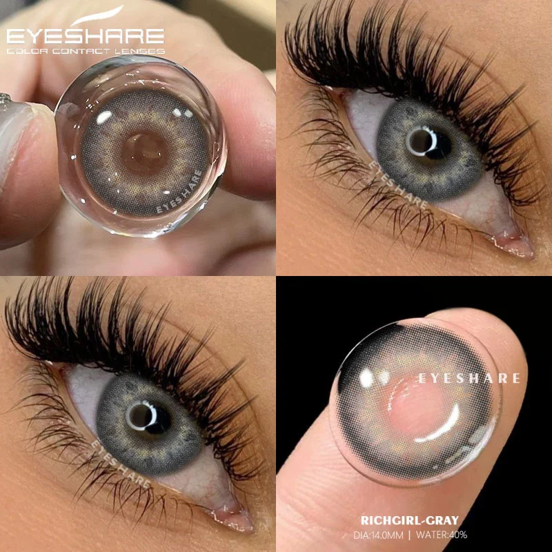 EYESHARE 1Pair Fashion Colorful Contact Lenses for Eyes Blue Eye Lenses Brown Contacts Gray Pupils Yearly Cosmetic Green Lenses