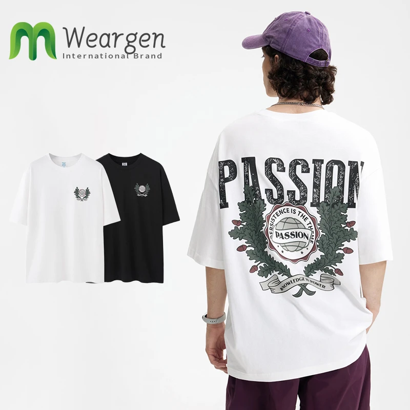 

Мужская футболка из чистого хлопка с принтом Passion, новая летняя модная брендовая уличная свободная повседневная футболка с короткими рукавами 8115S25