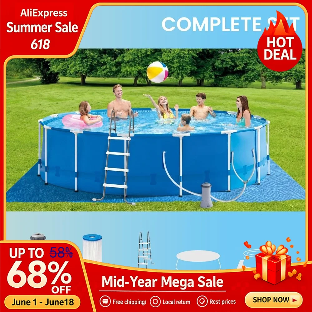 

Activity 15ft x 48in Round Pool w/ Filter Pump, Ladder & Ground Cloth for Backyard Custom