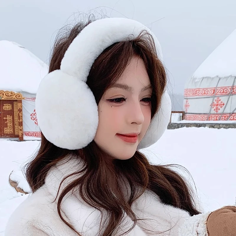 

Fashion Portable Earmuffs Outdoor Cold Protection Women Men Natural Wool Ear-Muffs Foldable Earflaps Soft Plush Warm Earmuffs