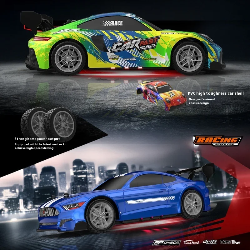Coche de juguete con Control remoto Rc de caballo salvaje, coche de derrape ligero, 1/24, competición, alta velocidad, modelo eléctrico de carreras, coche de Control remoto, 2,4g