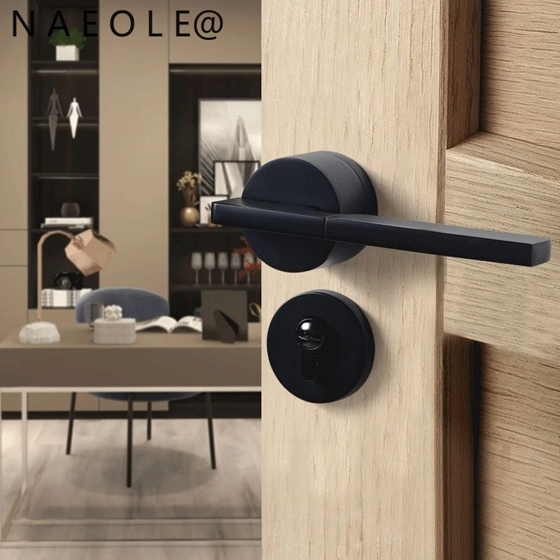 magnetic-suction-dumb-black-nordic-door-handle-simple-indoor-universal-bedroom-study-office-wooden-door-58-split-lock