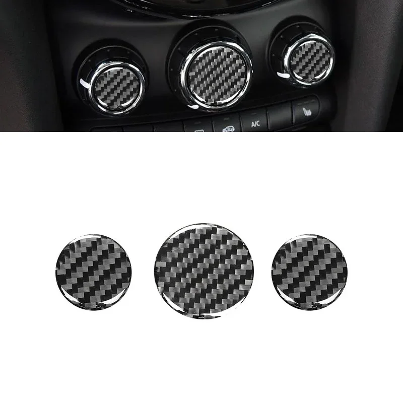 3pcs Real Carbon Fiber Car Interior Sticker Multimedia Knob Button Decoration Paste Protector Strip for Mini Cooper R55/R60