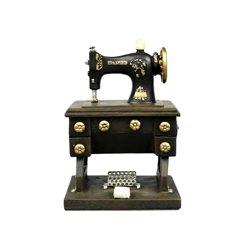 Vintage Sewing Machine Miniature Resin Sewer Gadget Model Reminiscence Handicraft Decor Art Collection Ornament Souvenir Gift