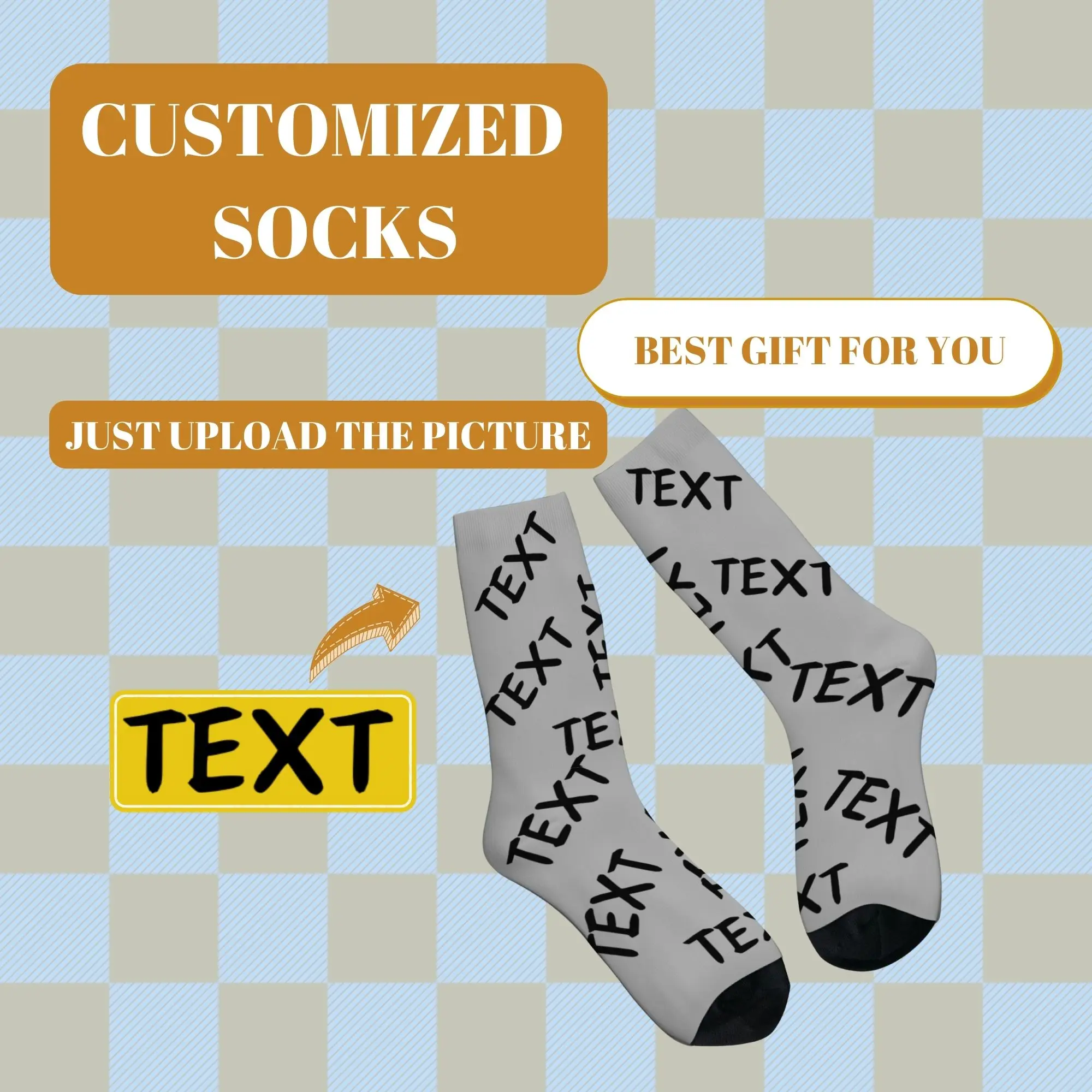 Various Colors Socks Custom Text Print Personalized Custom Sentence Socks Soft Breathable Creative Gifts for Lover Friends