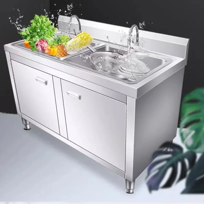 

Скандинавский креативный шкаф для раковины из нержавеющей стали, современные шкафы для умывальника для овощей, коммерческая мебель для столовой FYKC