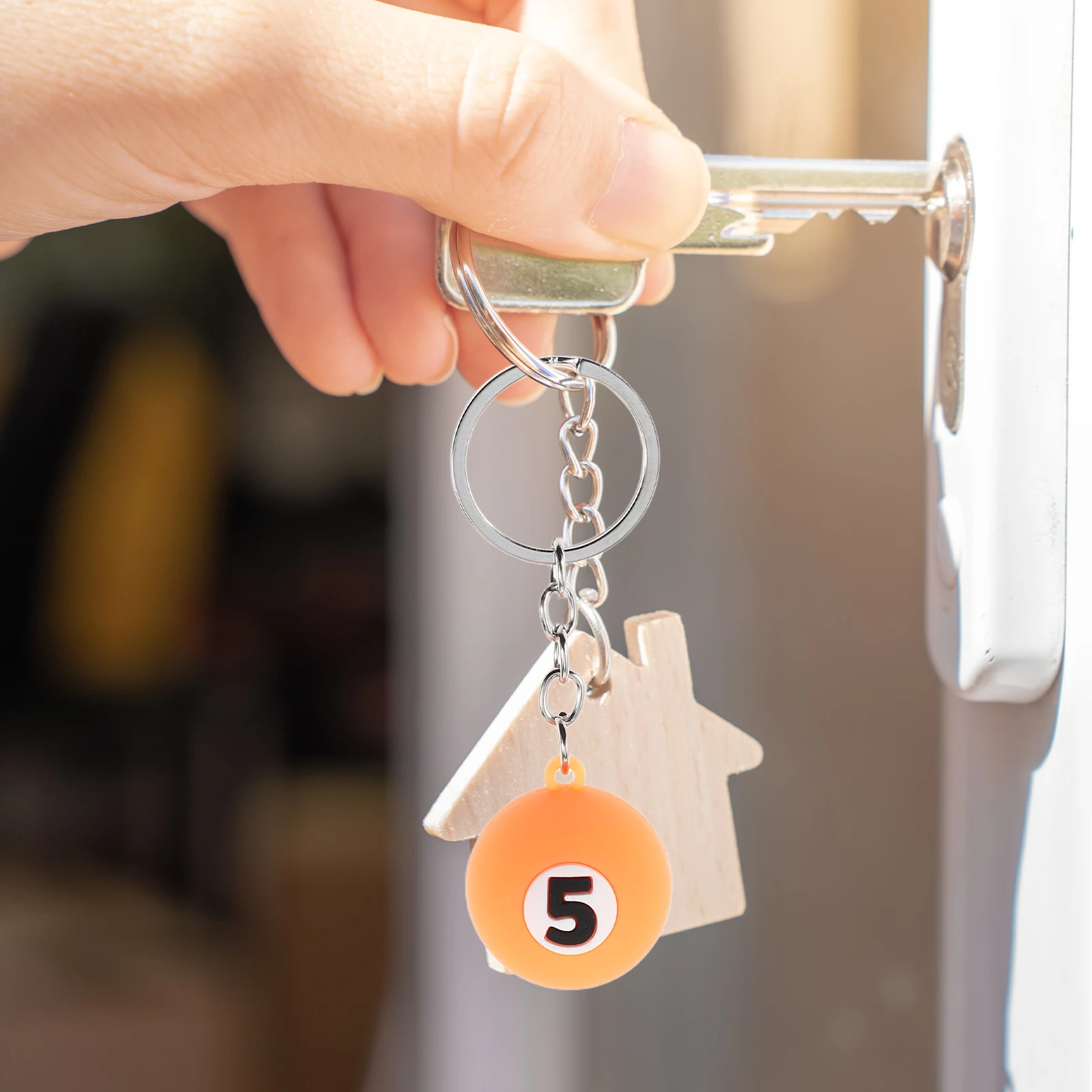 5Pcs Billiards PVC Soft Glue Mini Backpack Keyring Sports Ball Keychains Creative Keychain Key Accessories Pool Ball Key Charm