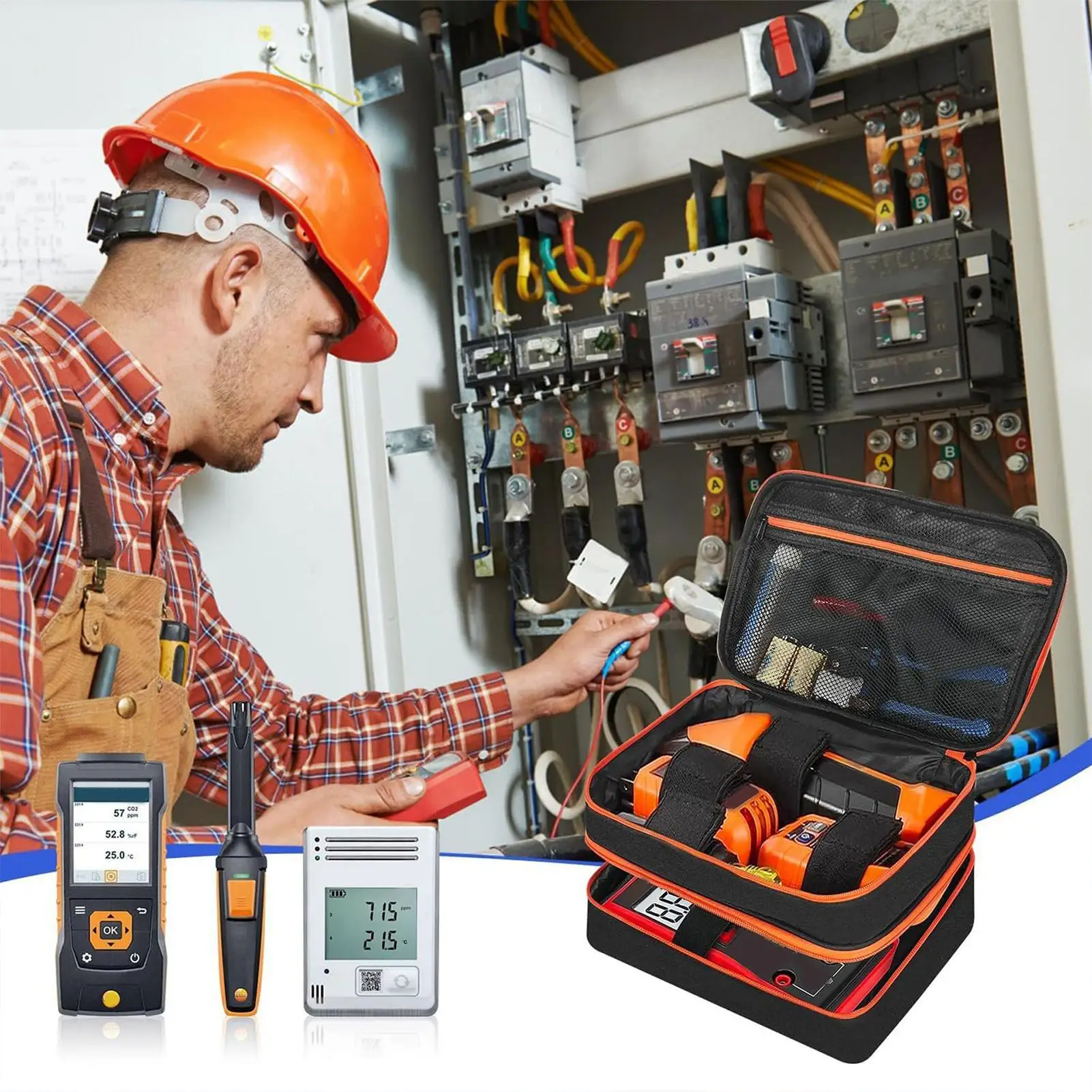 Multimeter Case AC Circuit Breaker Finder Kit Case Double-Layer Waterproof Test Tool Holder Organizer For Equipment Clamp Meter