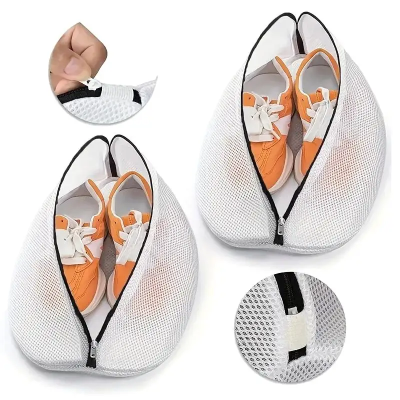 Mesh Laundry Bag for Trainers Shoes Boot with Zips Washing Machine Travel Storage Box Organizer Bags - Durable & Breathable