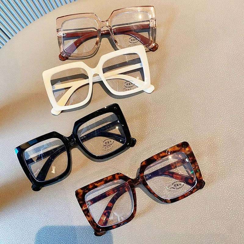 Optische Spektakel Lenzenvloeistof Mode Trend Vrouwen Mannen Oversized Frame Brillen Anti Blauw Licht Recept voor Bijziendheid Bril