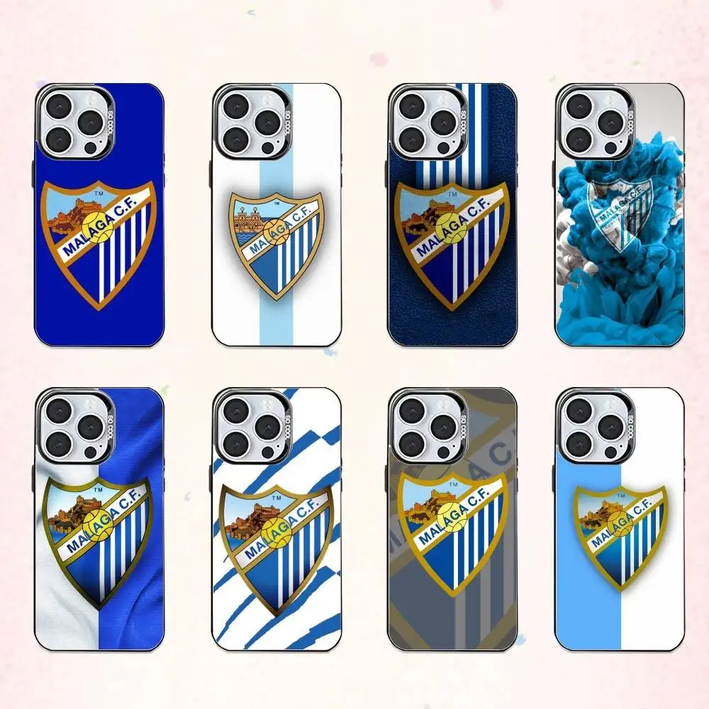 Funda para Teléfono M-Malaga C-CF para iPhone 17, 16, 15, 14, 13, 12, 11 Plus, Pro Max, Plateada, con Interior Plateado