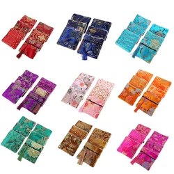 1Pcs Chinese Brocade Handmade Silk Embroidery Padded Zipper Small Jewelry Gift Storage Pouch Bag Snap Case Satin Coin Purse