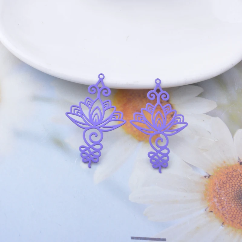 30 Stück AB7975 Messing-Blumenanhänger, bunte Charms für DIY-Schmuckherstellung von Ohrringen – Detail 9