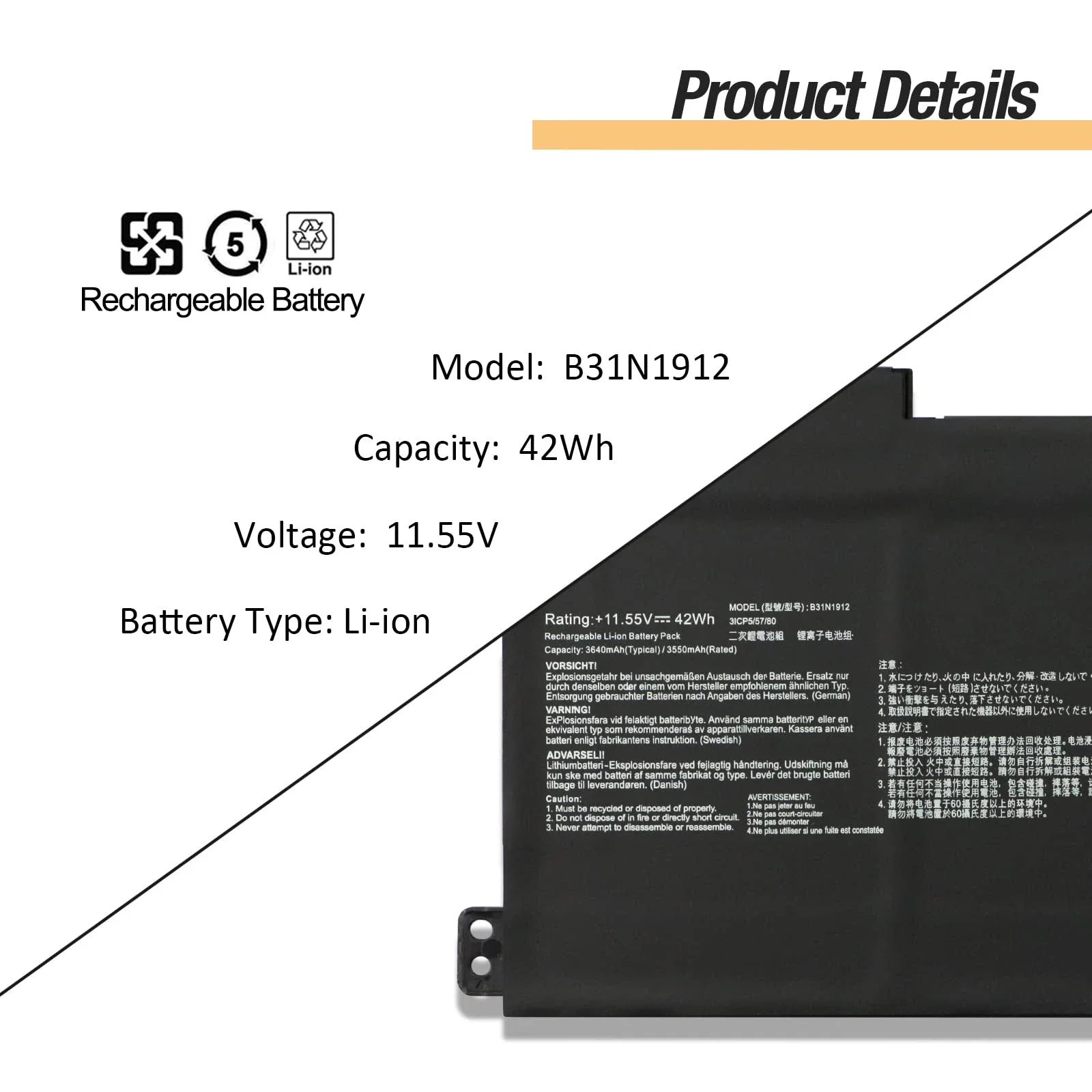 B31N1912 C31N1912 Laptop Battery for ASUS VivoBook 14 E410 E410MA E410MA-EK026TS E410KA L410MA L410MA-BV058TS L410MA-BV037TS